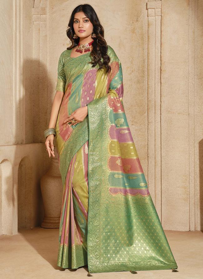 Silk Green Wedding Wear Weaving Saree